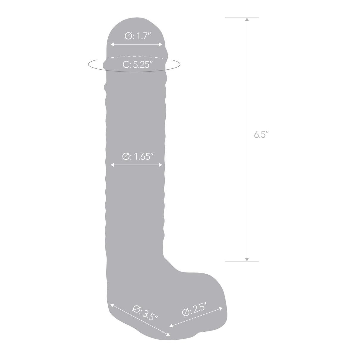 8” realistic ribbed glass g-spot dildo with balls