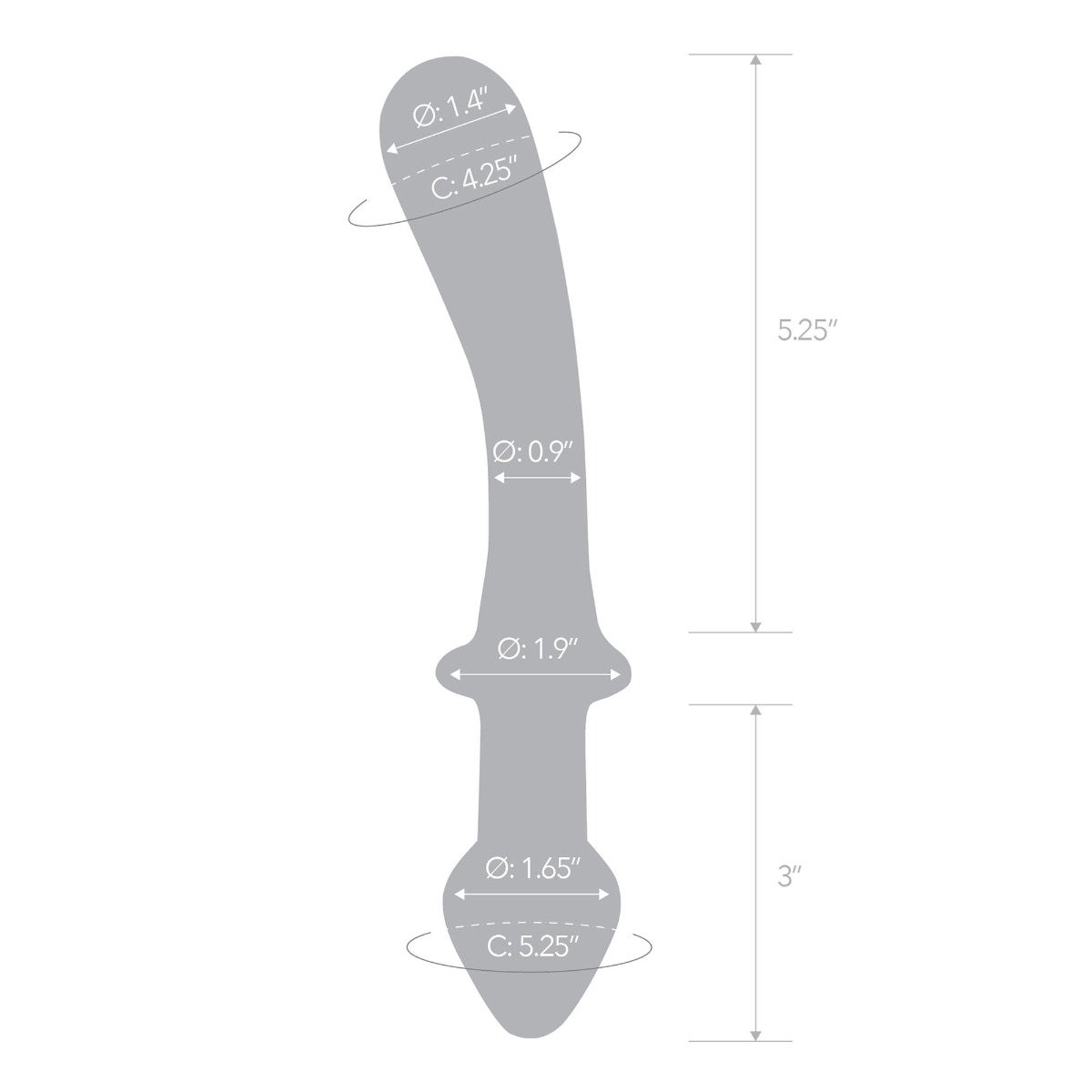 9” classic curved dual-ended dildo