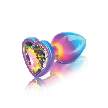 rainbow anal plug with rainbow heart stone