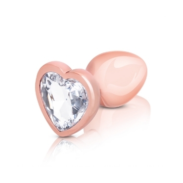 rose gold anal plug with clear heart stone