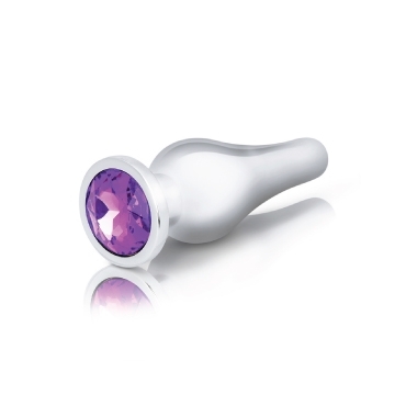 silver anal plug with purple round stone