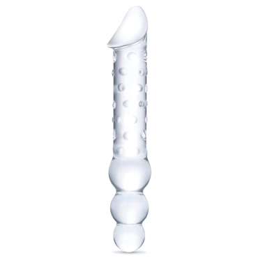 12” double-ended glass dildo with anal beads