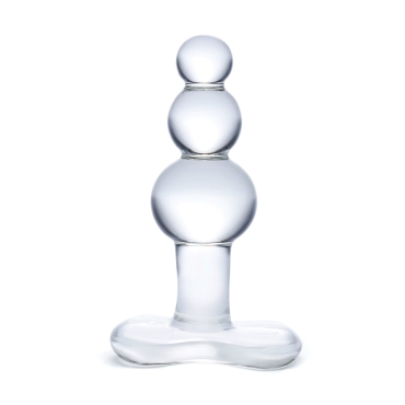 4” beaded glass butt plug with tapered base