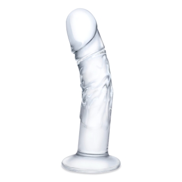 7” curved realistic glass dildo with veins