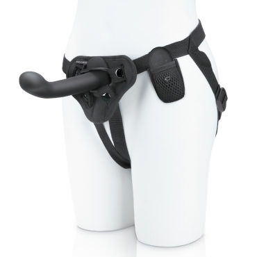 pegasus 6” p-spot & g-spot vibrating pegging dildo set with harness